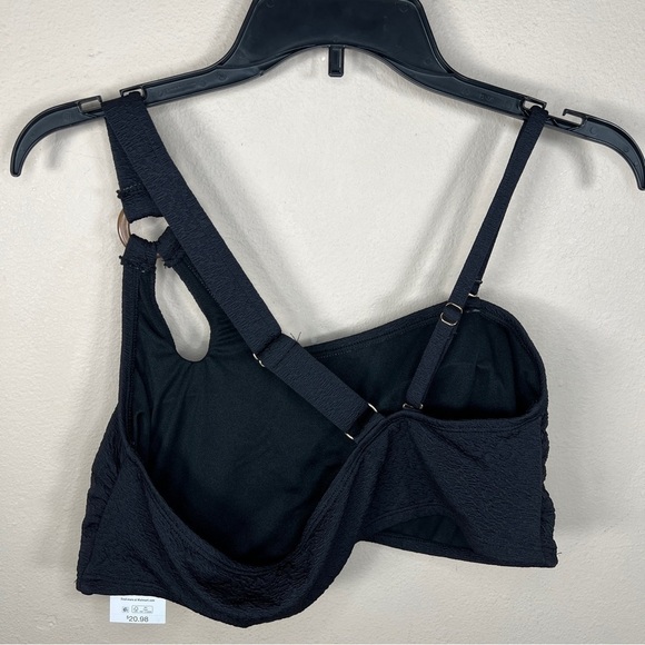NEW 1X TIME AND TRU BLACK STRETCH SWIM TOP LINED WIREFREE BOHO BEAD ACCENT - Picture 3 of 9